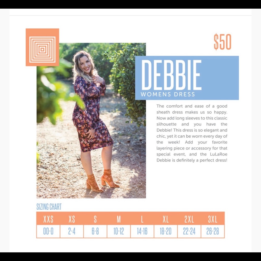 Lularoe Debbie Size Chart